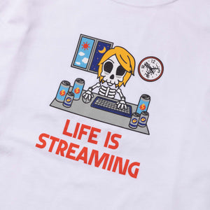 LIFE IS STREAMING TEE / WHITE