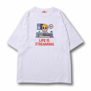 LIFE IS STREAMING TEE / WHITE